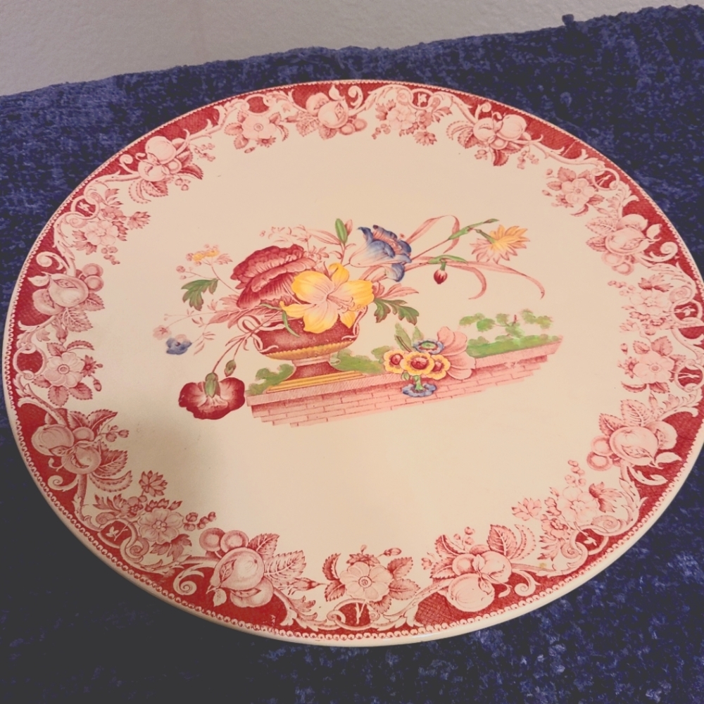 Antique Royal Doulton England Red POMEROY HUGE SERVING PLATTER 15.25